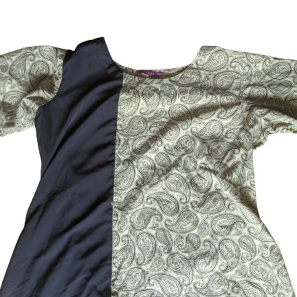 Pale Yellow and Black Authentic Indian Dress Size XXL Fits XL - Picture 3 of 6